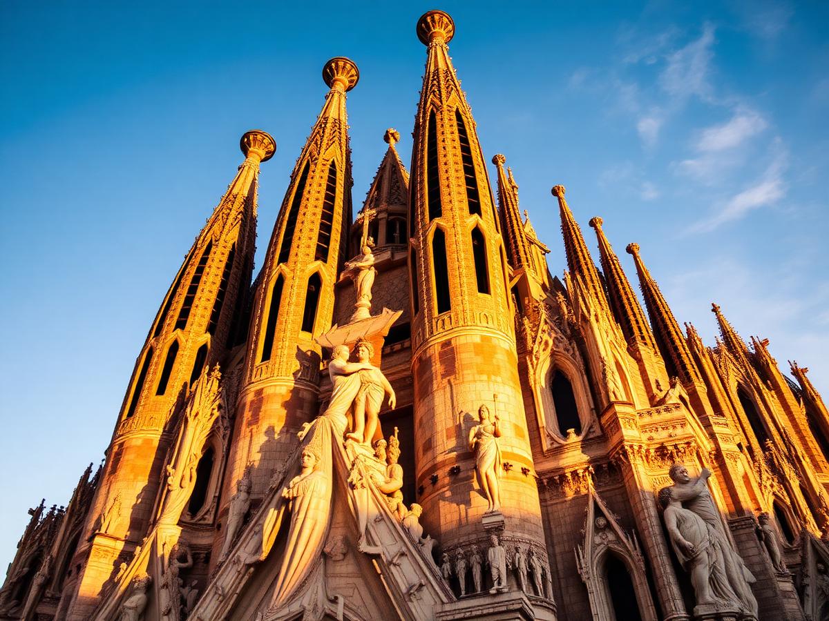 Passion Façade during golden hour — best time to visit sagrada familia